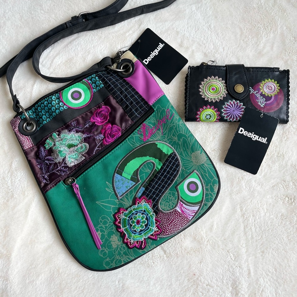 Desigual patchwork embroidered bag no tags